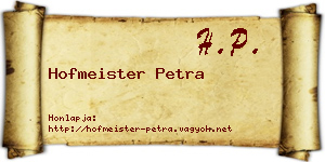 Hofmeister Petra névjegykártya